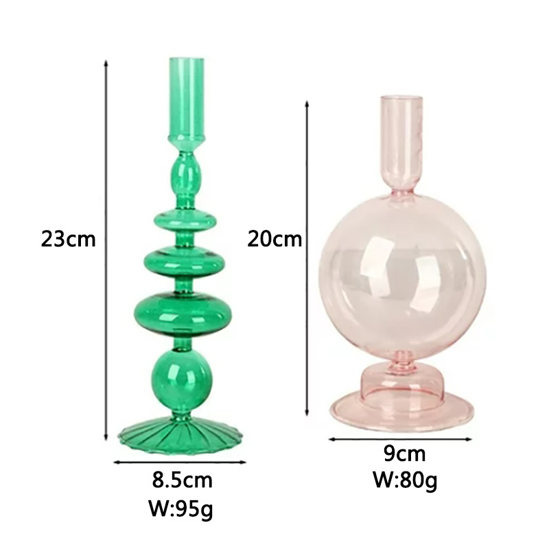 Custom Made Hand-Crafted Colored High Quality Glass Unique Candle Holder for Home Wedding Dinner Candlestick Holders