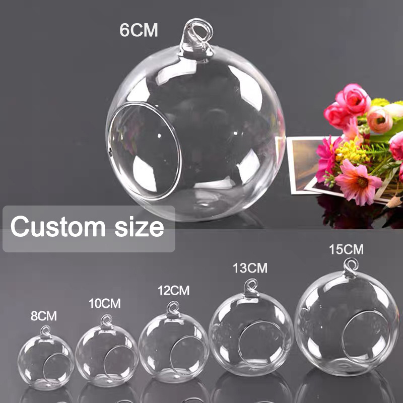 Wholesale Customized Clear Crystal Romantic Wedding Decorative Ball Wall Hanging Tealight Tea light Glass Candle Holders