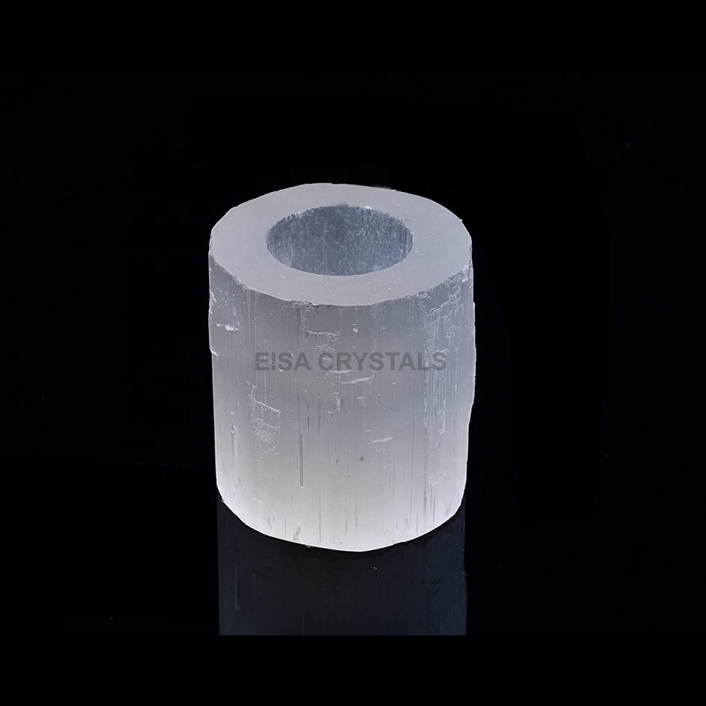 Natural Selenite Tealight Candle Holders White Morocco Selenite Small Tea Light Round Healing Crystal Candlesticks Healing Sale