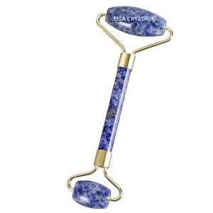 Natural Crystal Sodalite stone face massage roller facial massage healing crystals Healing Crystal Metaphysical Tool Facial