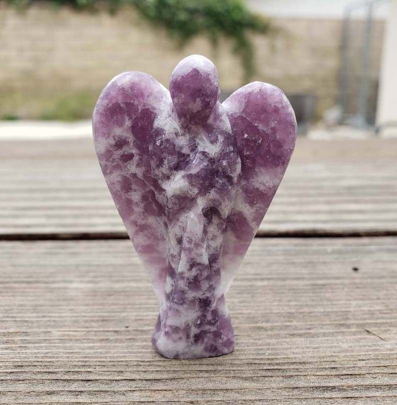 Natural Lepidolite Crystal Angel Gemstone Angels in Bulk Agate Reiki energy blessed hand carved Angel For Gift