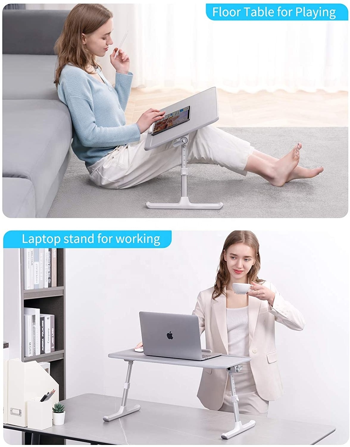 Eisdir BT2  Portable Lap Desks with Foldable Legs  Notebook Stand Breakfast Reading Desk for Sofa Couch Floor