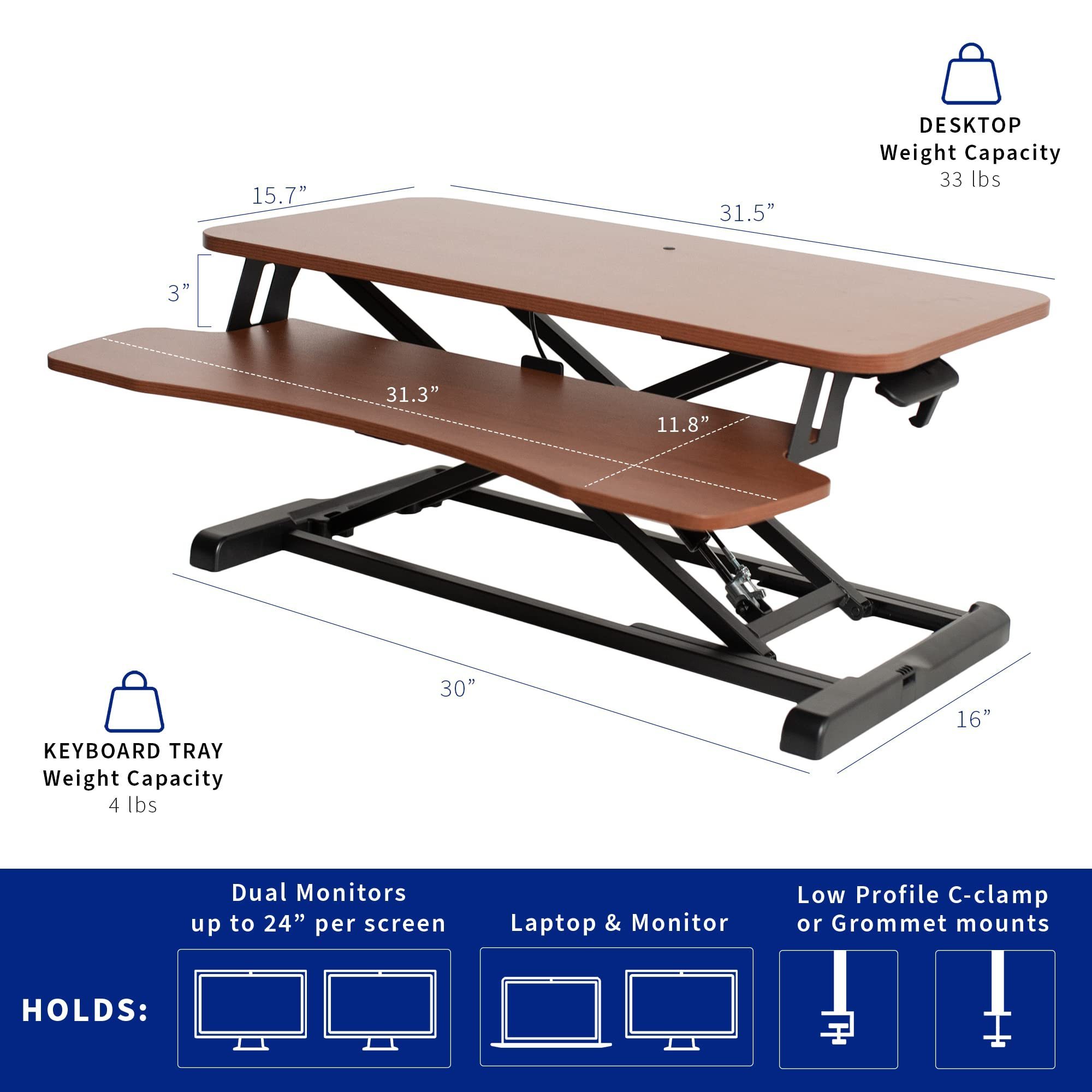 Portable adjustable large size laptop office computer desktop workstation table standing sit stand desks GSB