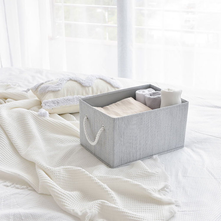 In Stock USA 2 pack Polyester Linen Fabric Home Storage High Quality 20L Collapsible Cube Bins Non Woven Fabric Storage Box