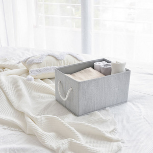 In Stock USA 2 pack Polyester Linen Fabric Home Storage High Quality 20L Collapsible Cube Bins Non Woven Fabric Storage Box