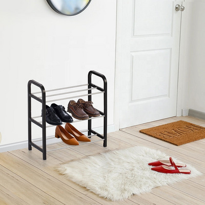 EISHO Promotion 3 Tiers Easy To Assemble Shoe Organizer Shelf Plastic Shoe Rack Cheap 6 Pairs Shoes Rack