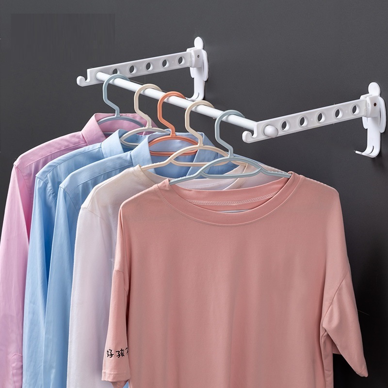 EISHO Space Saving Wall Mounted Clothes Drying Rack Nail Free Foldable Clothes Organizer Laundry Rack