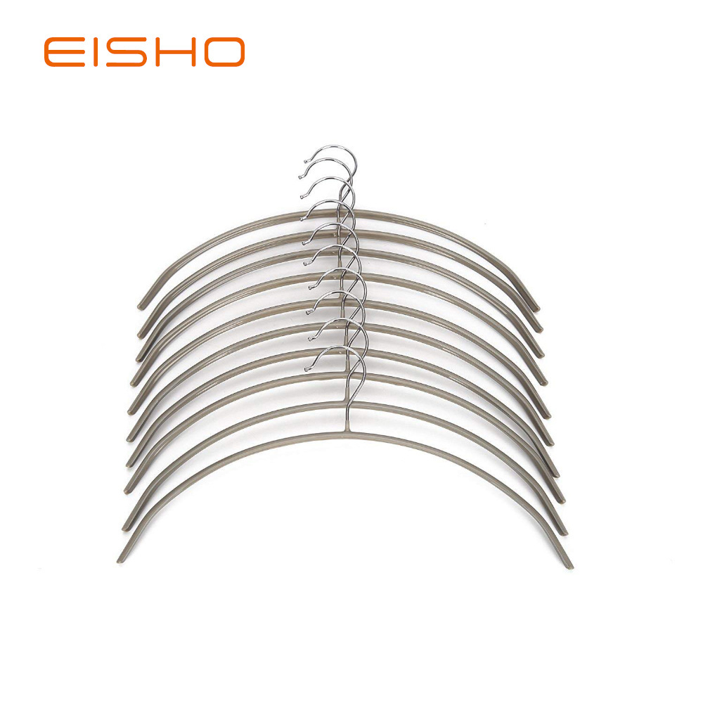 China Guilin Eisho Suit Gold Metal Plastic Coated Wire Hanger Metal Suit Stand Hanger