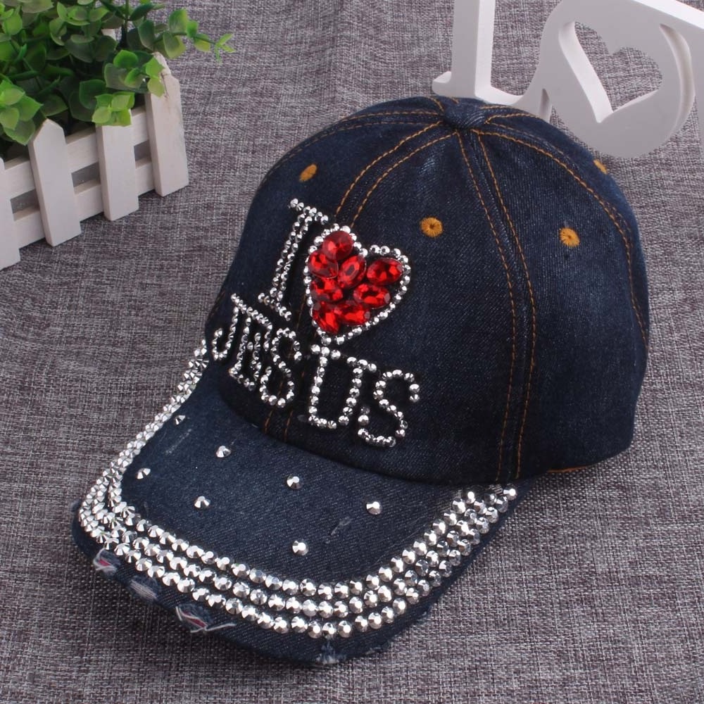 Summer new styles woman America flag Jesus rhinestone bling baseball hat washable outdoors girl sorts hat