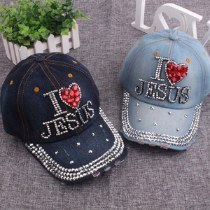 Summer new styles woman America flag Jesus rhinestone bling baseball hat washable outdoors girl sorts hat