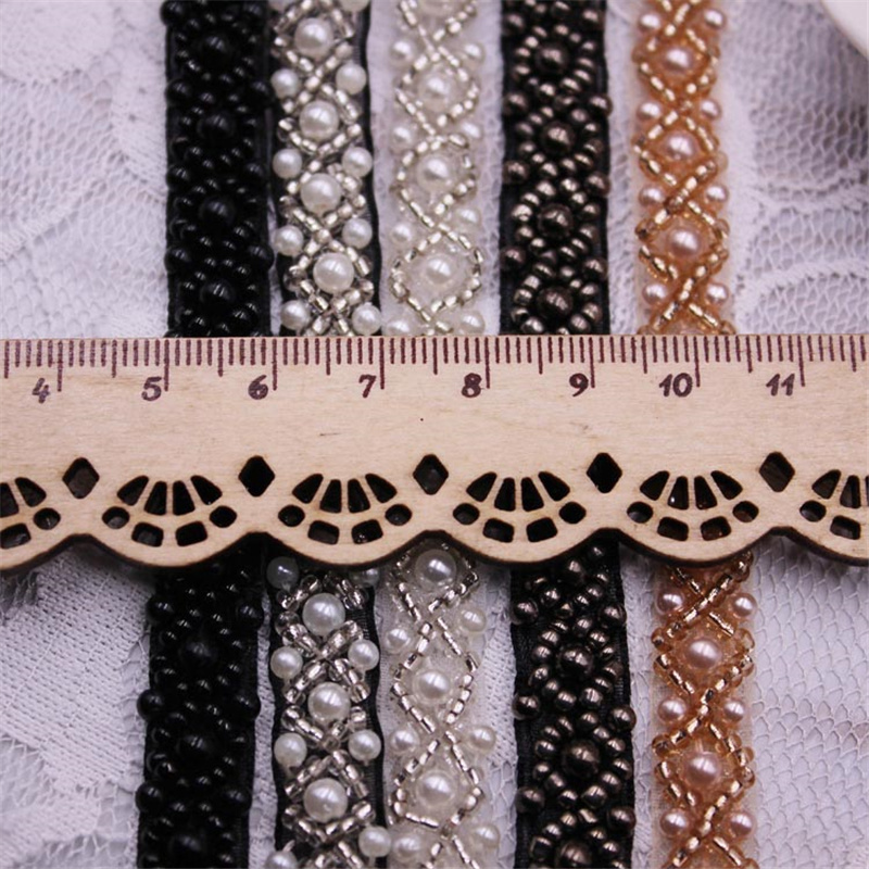 Lace Applique Beaded Tape Handmade Trimming Seed Dress Hotsale Pearl Trim for wedding