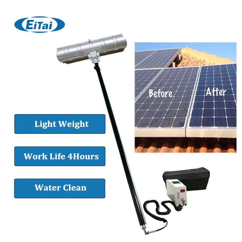 EITAI Long Warranty Guaranteed Solar Panel Water Dry Cleaning Brush Machine Robot With Battery Option