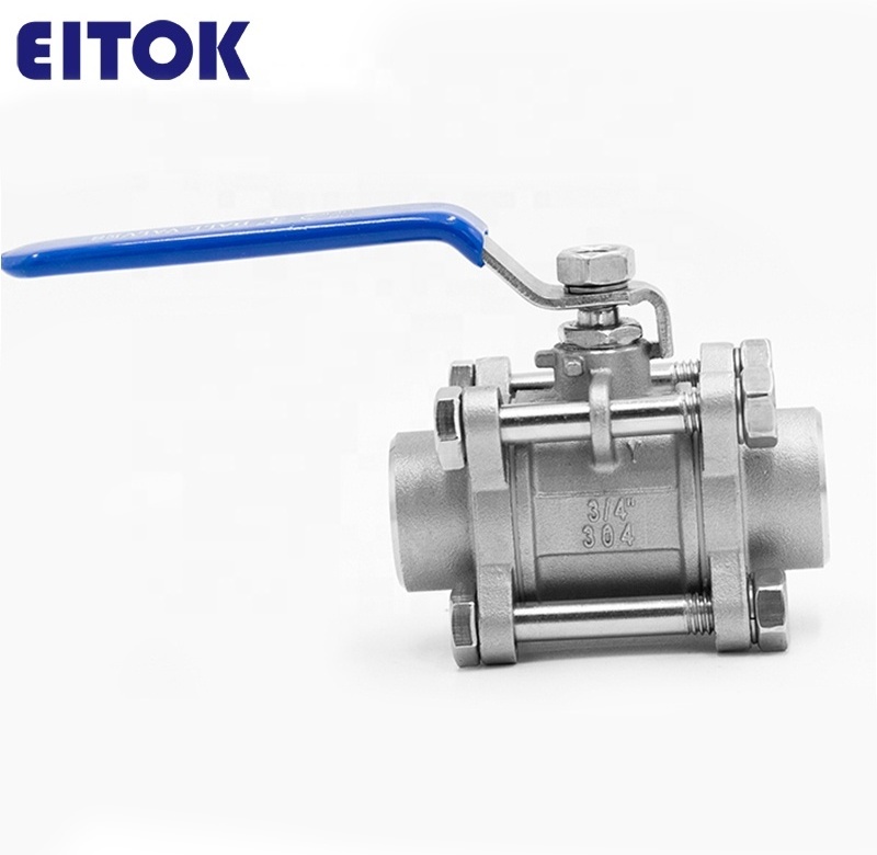 Pneumatic ss 304 316 3pc ball valve stainless steel manual control ball valve 1/4 cf8m 1000 wog female full bore ball valve