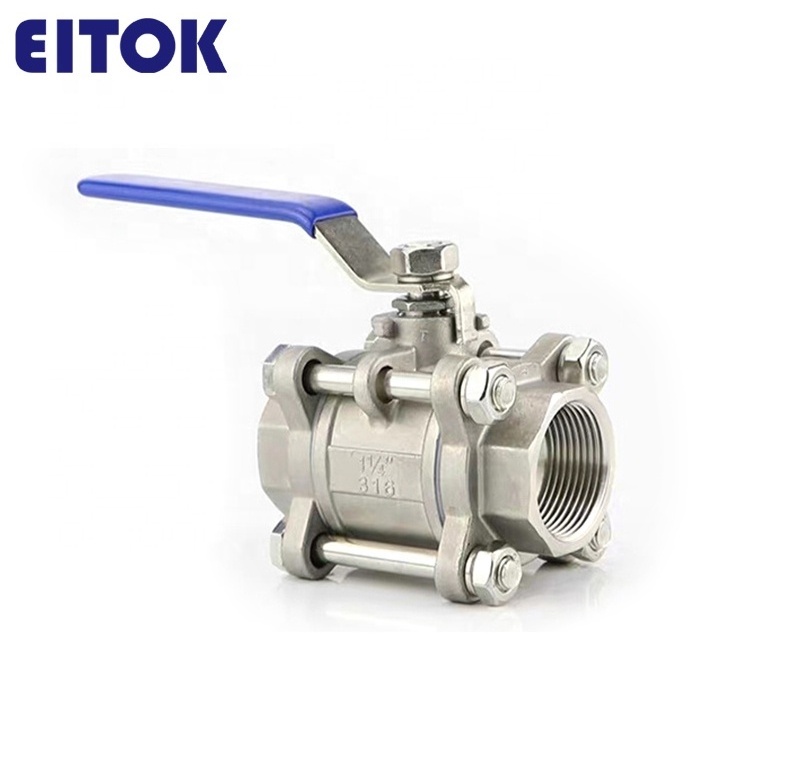 Pneumatic ss 304 316 3pc ball valve stainless steel manual control ball valve 1/4 cf8m 1000 wog female full bore ball valve