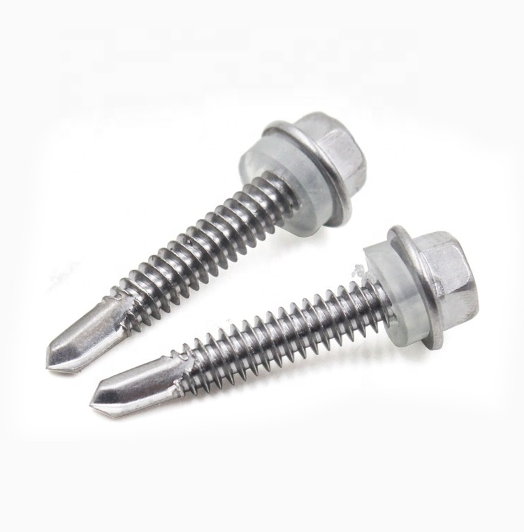 Taiwan Machine Produce Metal Galvanized 410 Stainless Steel Hex Rubber Washer Head Self Drilling Screw Roofing Screws