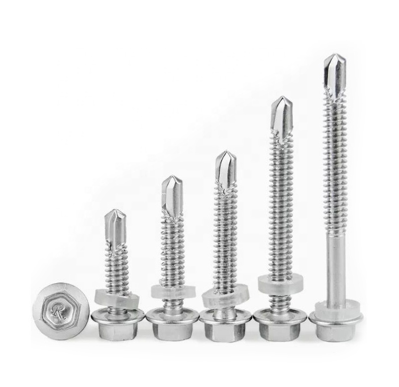 Taiwan Machine Produce Metal Galvanized 410 Stainless Steel Hex Rubber Washer Head Self Drilling Screw Roofing Screws