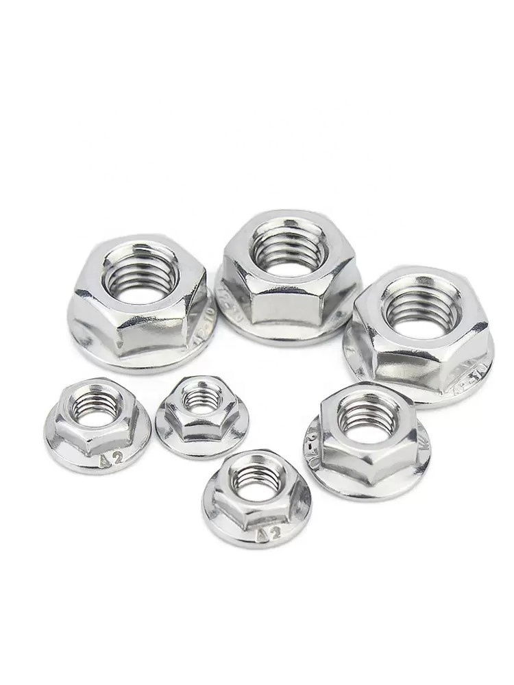 High Quality AISI 304 Stainless Steel Metric Flange Nut Serrated Hex Sleeve Anchor with Hexagon M8 M10 Self-locking Flange Nut