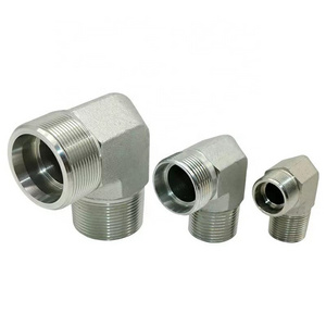 Elbow Hydraulic Hose Adapters DIN Bite Type NPT Male Carbon Steel 90 Degree BSP Hydraulic Connectors Elbow SS Adjustable Elbow