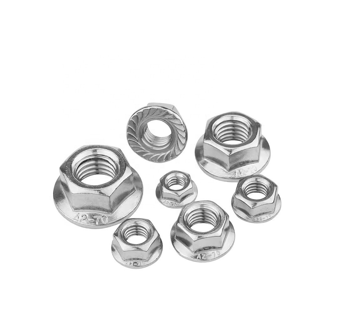 High Quality AISI 304 Stainless Steel Metric Flange Nut Serrated Hex Sleeve Anchor with Hexagon M8 M10 Self-locking Flange Nut