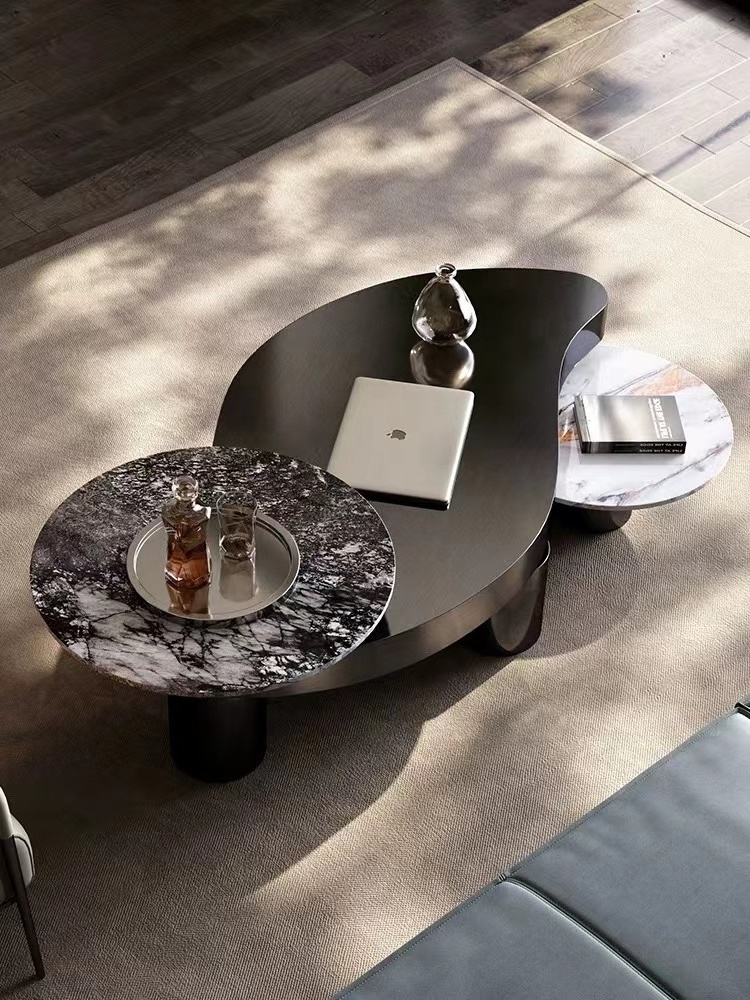 New best-selling marble coffee table gold custom villa home metal coffee table stainless steel coffee table