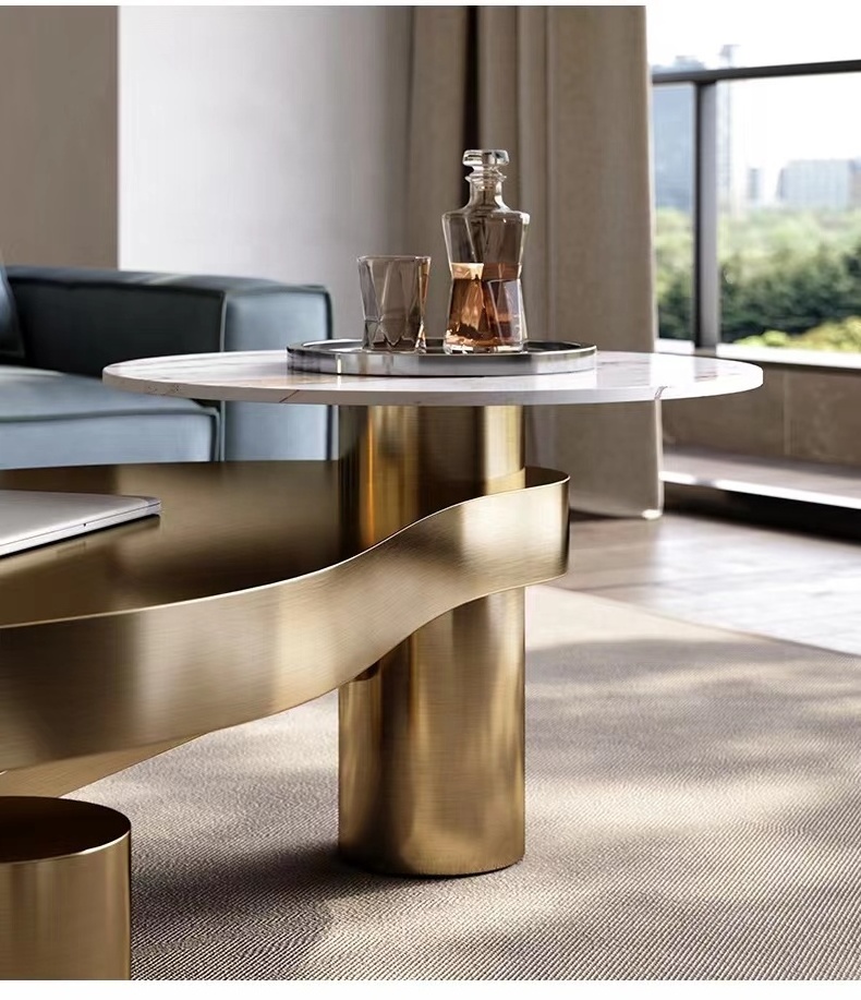 New best-selling marble coffee table gold custom villa home metal coffee table stainless steel coffee table