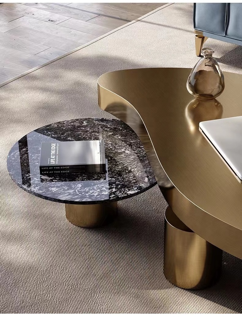 New best-selling marble coffee table gold custom villa home metal coffee table stainless steel coffee table