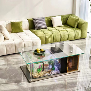 High end tempered glass fish tank tea table rectangular living room and Aquarium table coffee table glass