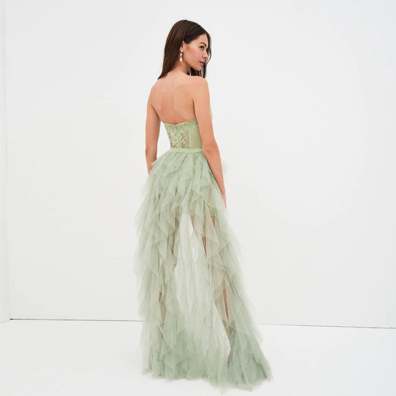 Strapless Party Dress 2023 OEM Elegant Tulle Prom Maxi Dress