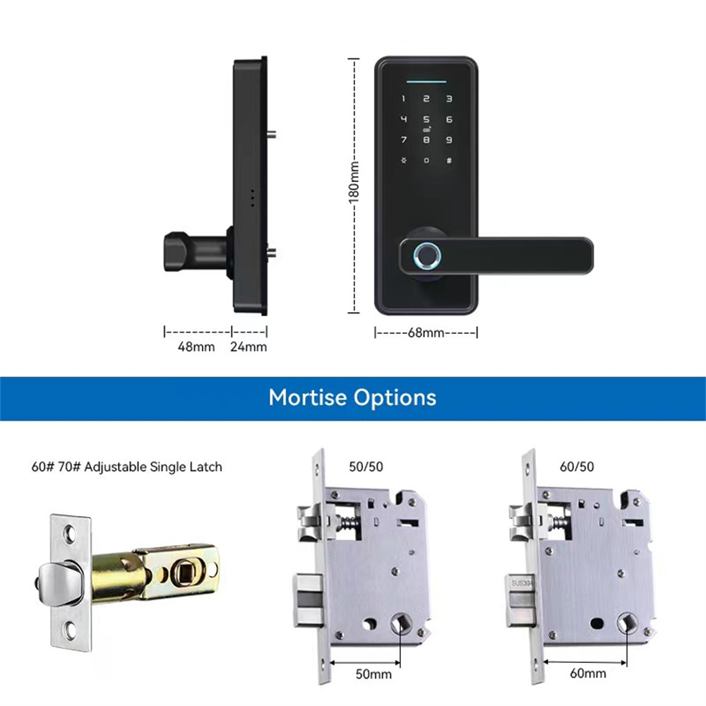 APP Home Single Latch 5050 Mortise Smart Electronic Digital Keypad NFC Code Door Lock WiFi for Home Electronic