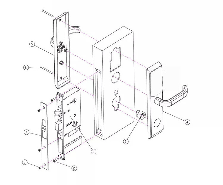 high security euro mortise smart hotel room Hotel key card lock with free management software