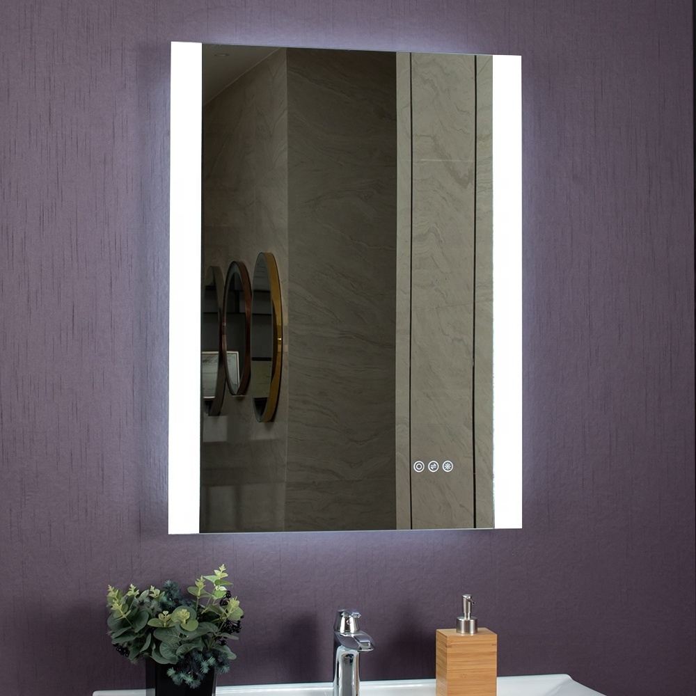 Hot-selling new design motion sensor switch hotel wall mounted square ice flower frosted LED bath  mirror