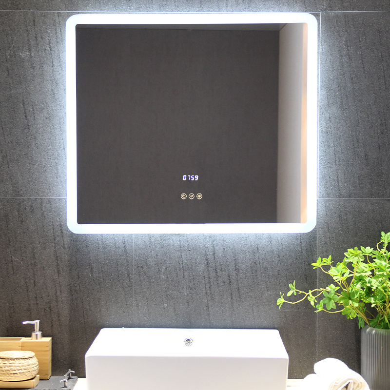 Led round frame rectangle purchase bathroom modern wall mount led motion sensor mirror with light bulb