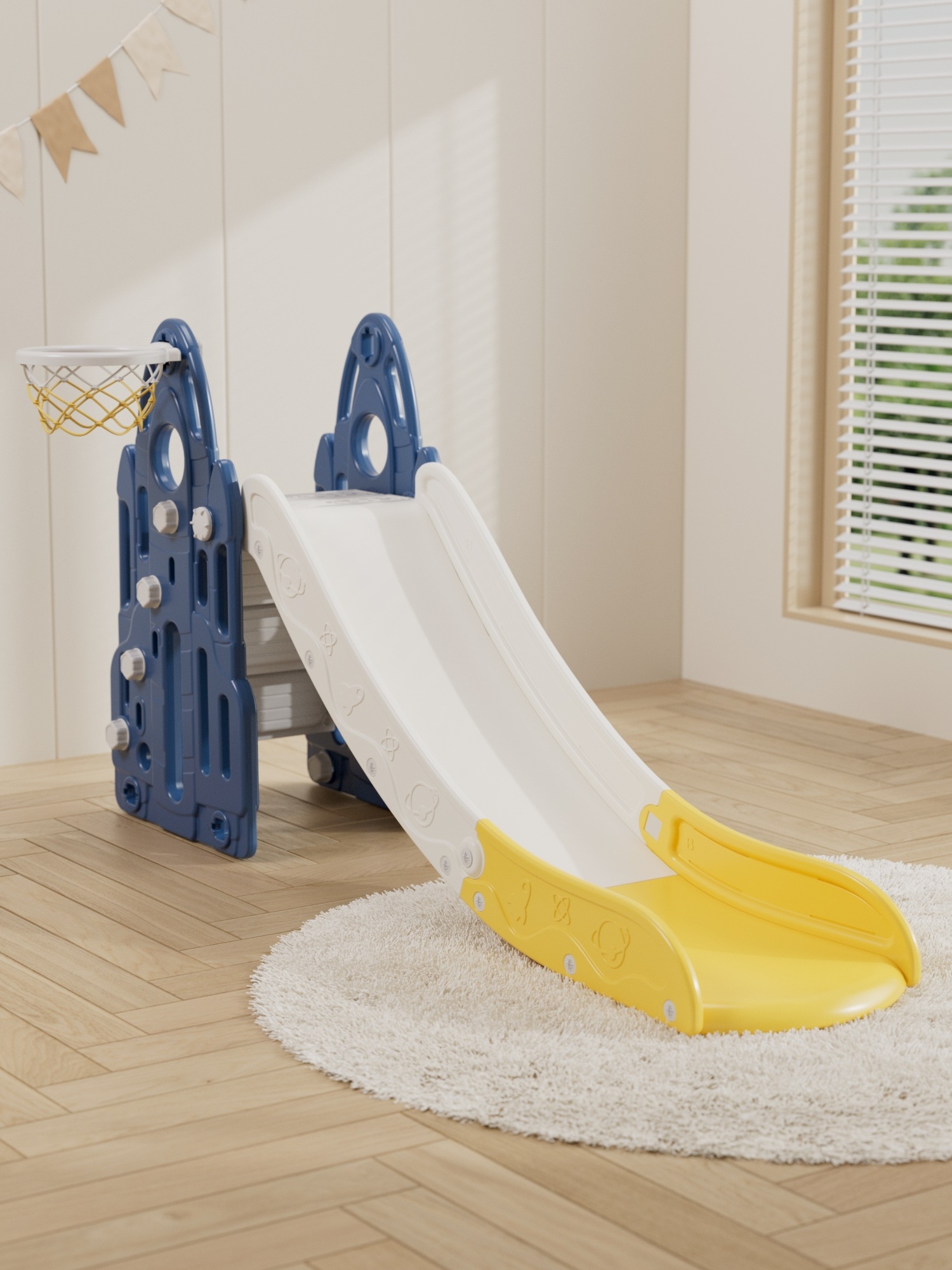 ejiale Kid's Indoor Home Use Plastic Baby Playground Toy Slides Climbing Swing And Slide Stairs Play Set For Children