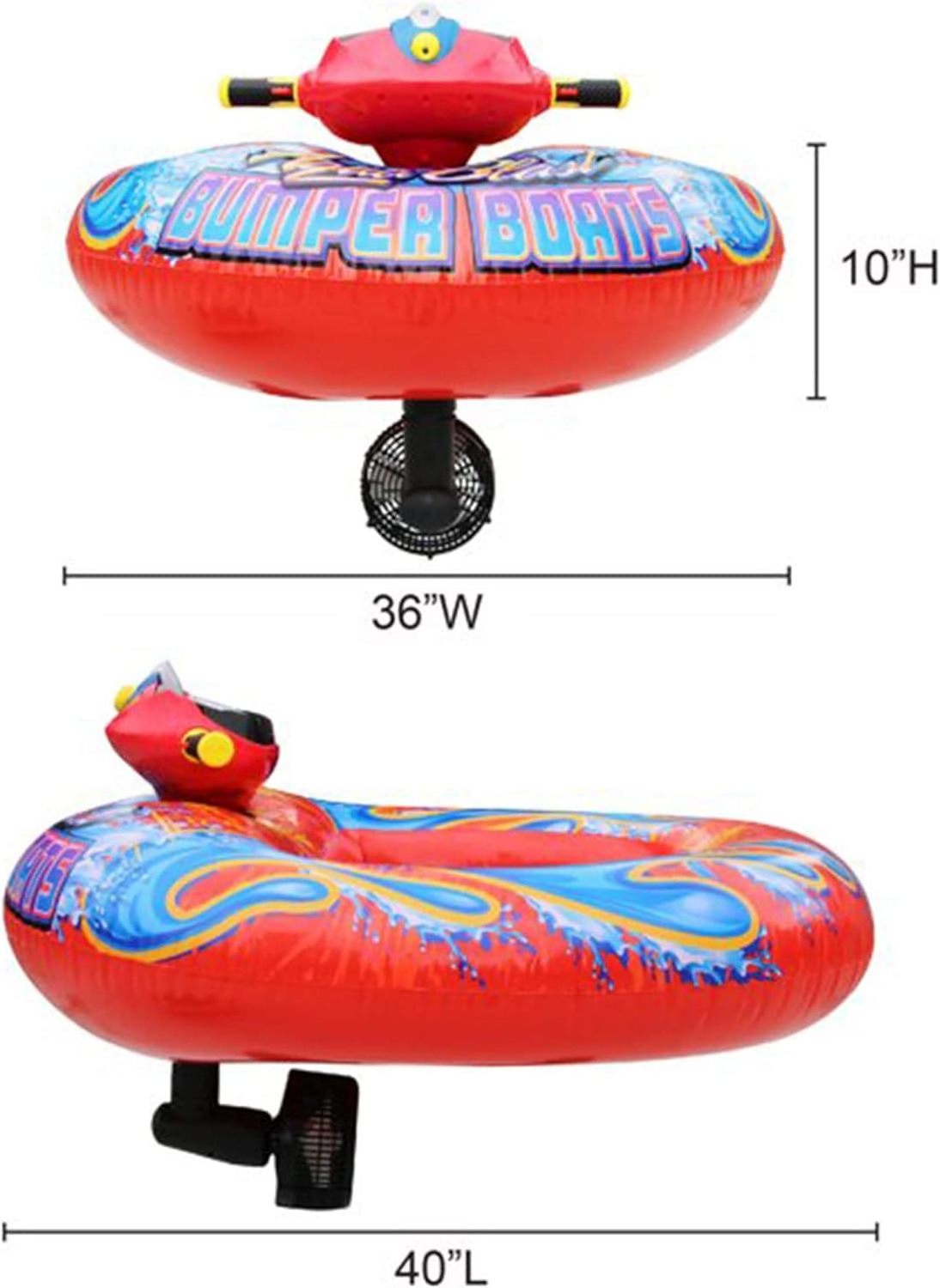 Supports Customized Motorized Bumper Boat Inflatable Pool Float Toy with Water Spray Gun for Kids 5 to 10 Years Old