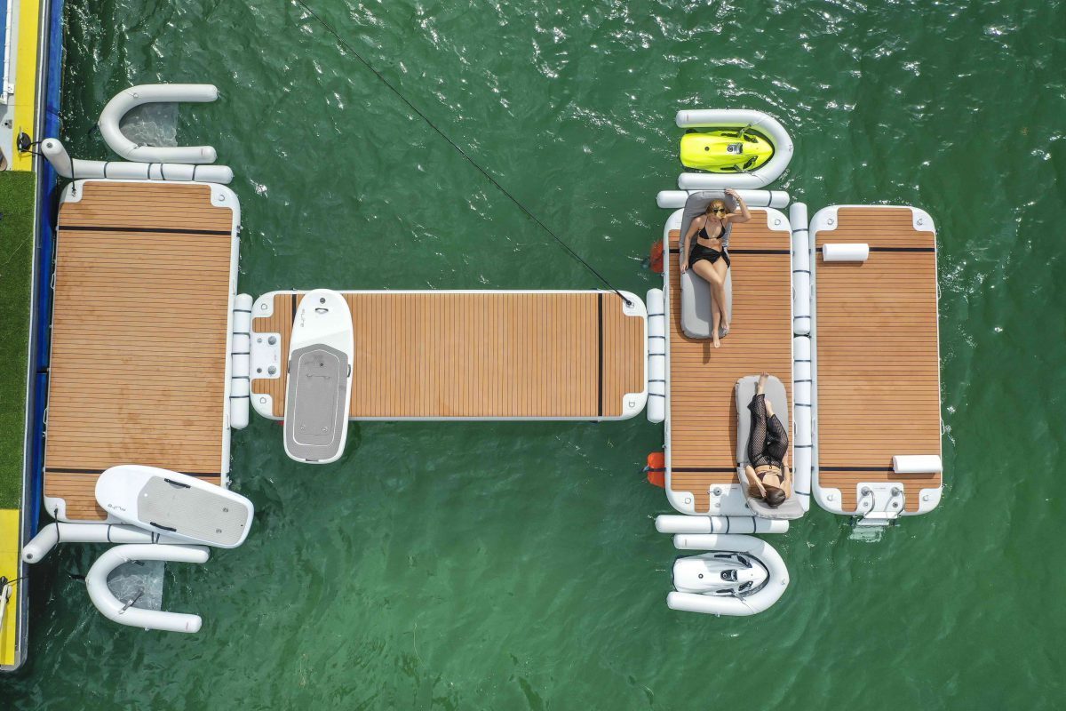 Drop Stitch floating water deck Inflatable Boat Fishing water floating playground Island Pontoon Yoga Floating Dock Platform