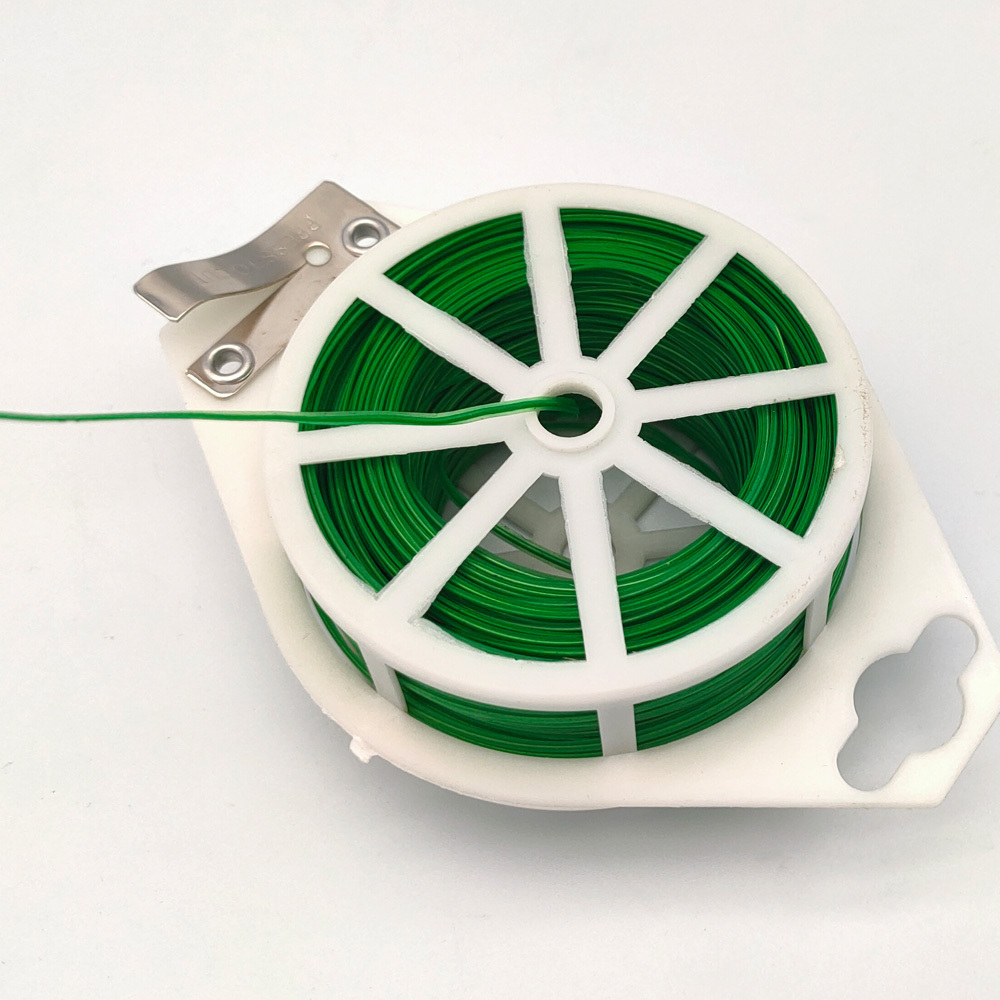 JINSHI Green Garden Twist Tie Wire Cable Reel with Cutter for Gardening Plant Yard