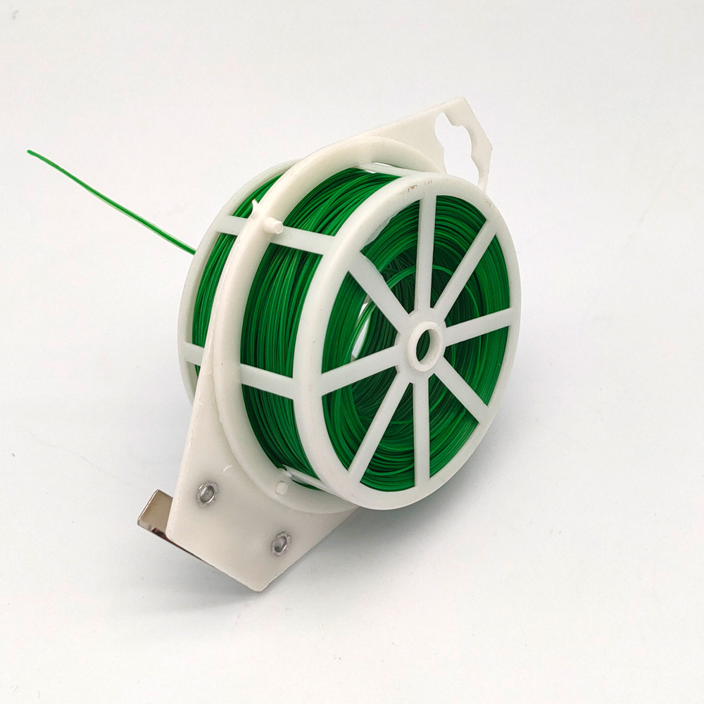 JINSHI Green Garden Twist Tie Wire Cable Reel with Cutter for Gardening Plant Yard