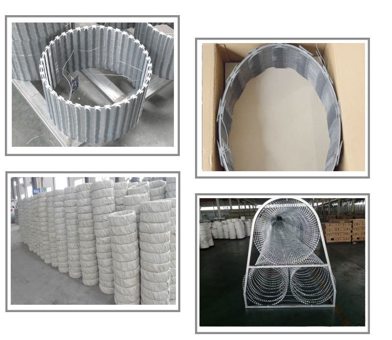 Wholesale prison mesh fence cbt65 bto30 bto-22 roll galvanized concertina razor double strand razor blade barbed wire