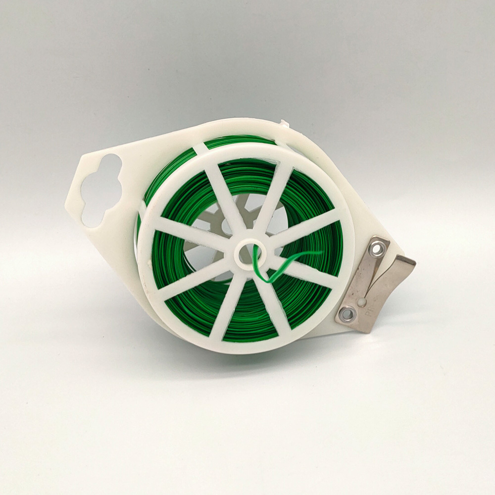 JINSHI Green Garden Twist Tie Wire Cable Reel with Cutter for Gardening Plant Yard