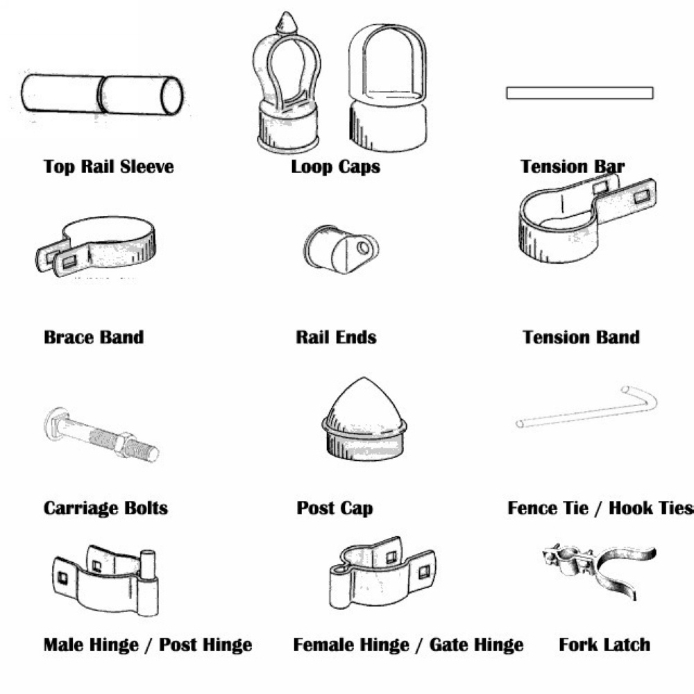 Metal fence parts chain link fence fittings chain link fence gate fittings accessories