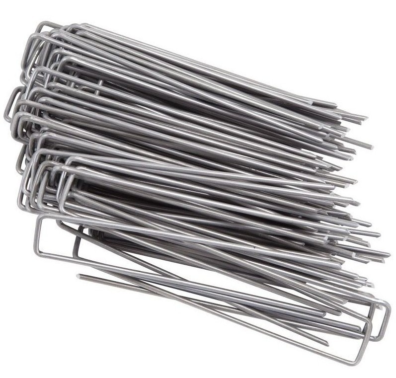 6in Galvanized steel flat Garden stake u type SOD staple