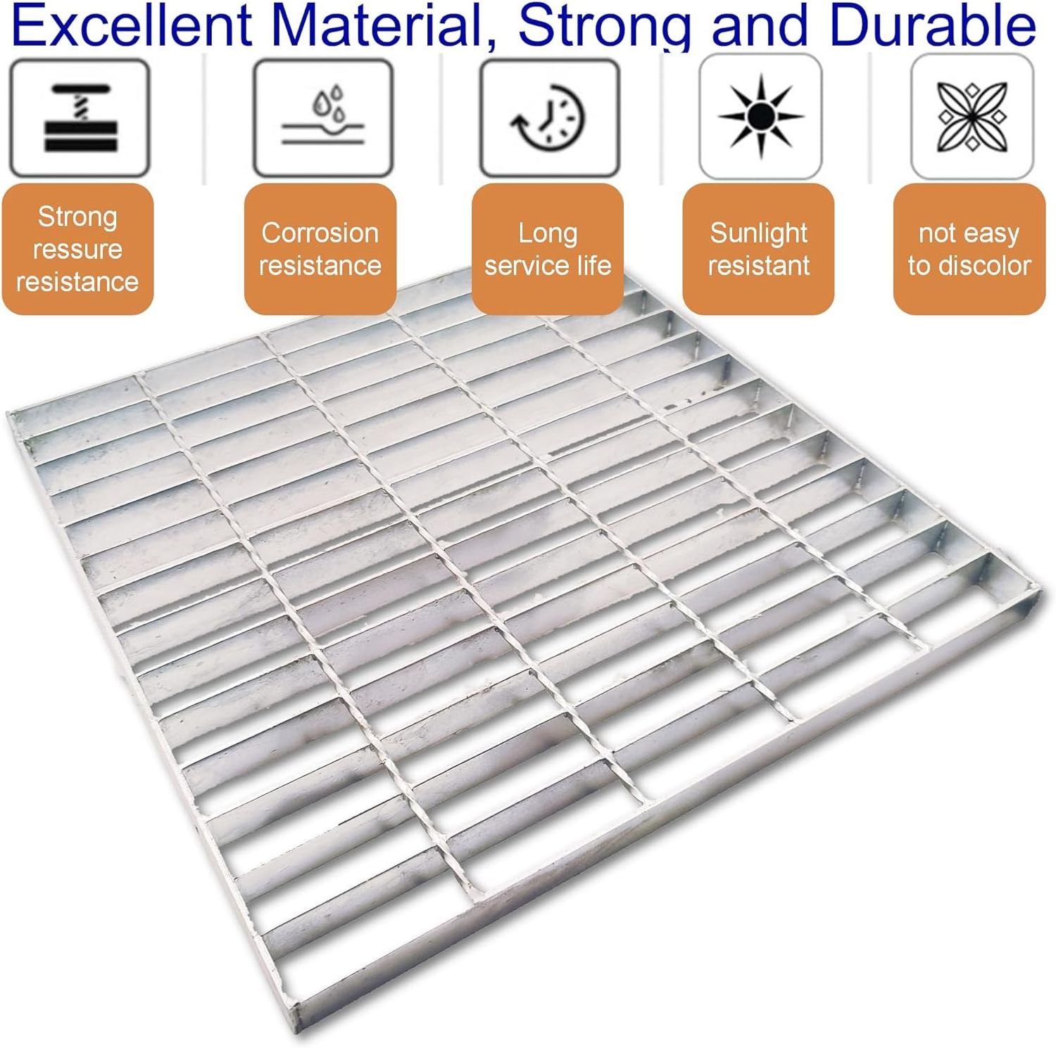 20x20 inch Galvanized Steel Drain Grating  for Outdoor Driveway Street Basement Garage Yard etc.