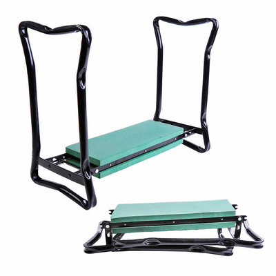 Garden Kneeler Seat Stool Heavy Duty Tube Folding Garden Bench with Tool Pocket and EVA Kneeling Pad