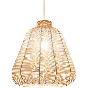 bamboo drum lamp shade Modern Hanging Lamp for Dining Room Woven Pendant light fixture RT0007