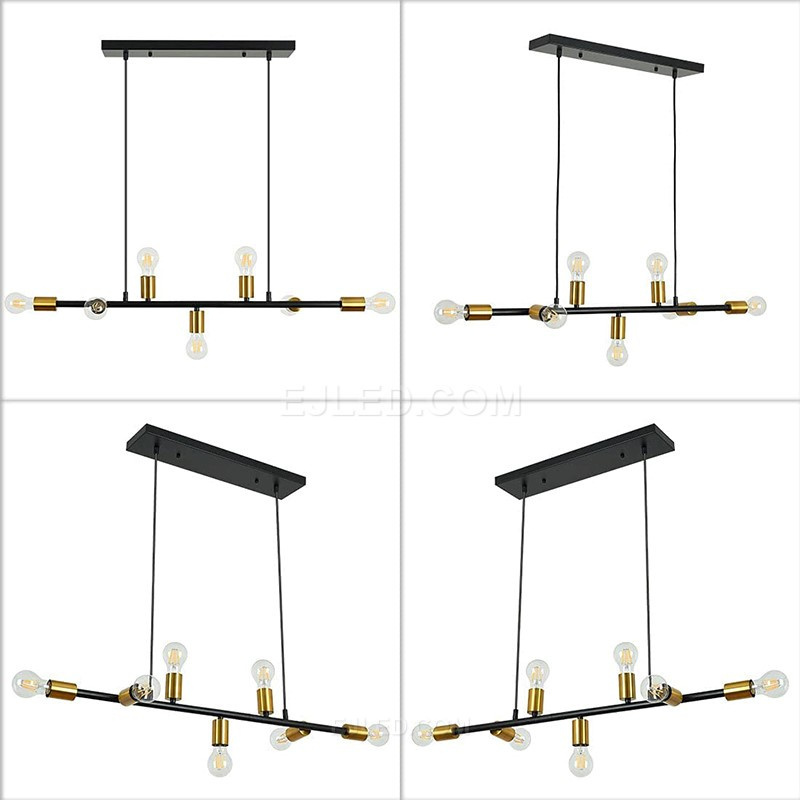 Modern Light Fixture Sputnik Chandelier 7-Lights Industrial Semi Flush Mount Pendant Lighting Long Shape for Foyer IN0128