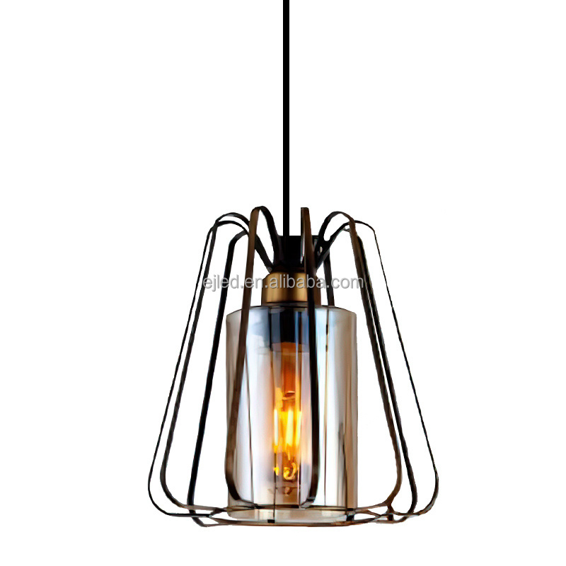 BirdCage Modern and Simple Chandelier Creative Ceiling Lamp Iron Pendant Light with Glass Shade for Foyer IN0072