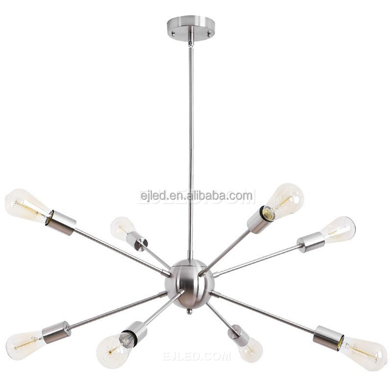 Modern Sputnik Chandelier Light Fixture with Rotatable and Adjustable 12-Light Black Gold Chandelier for Kitchen Foyer IN0123