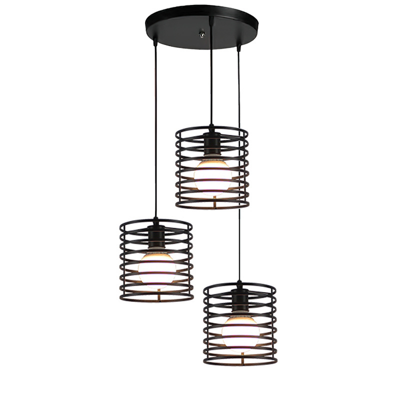 Zhongshan Vintage Retro Black Hanging Cage Pendant Light Fixture with E27 Base Iron Lampshade for Kitchen Island Bar Bedroom