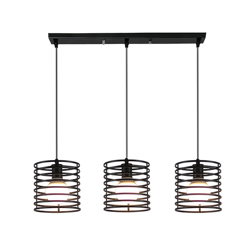 Zhongshan Vintage Retro Black Hanging Cage Pendant Light Fixture with E27 Base Iron Lampshade for Kitchen Island Bar Bedroom