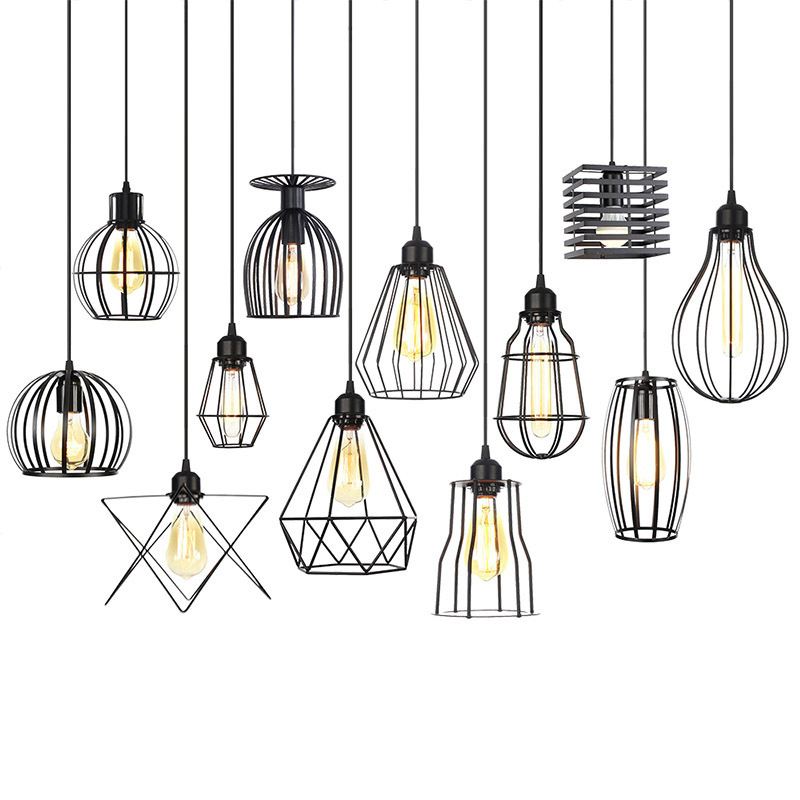 ZhongShan Black Pendant Lights Metal Cage Chandelier House Light for Kitchen Island Light Fixtures